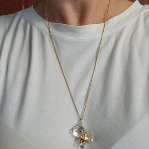 1998 Swarovski Austria Teddy Bear Necklace Crystal Memories